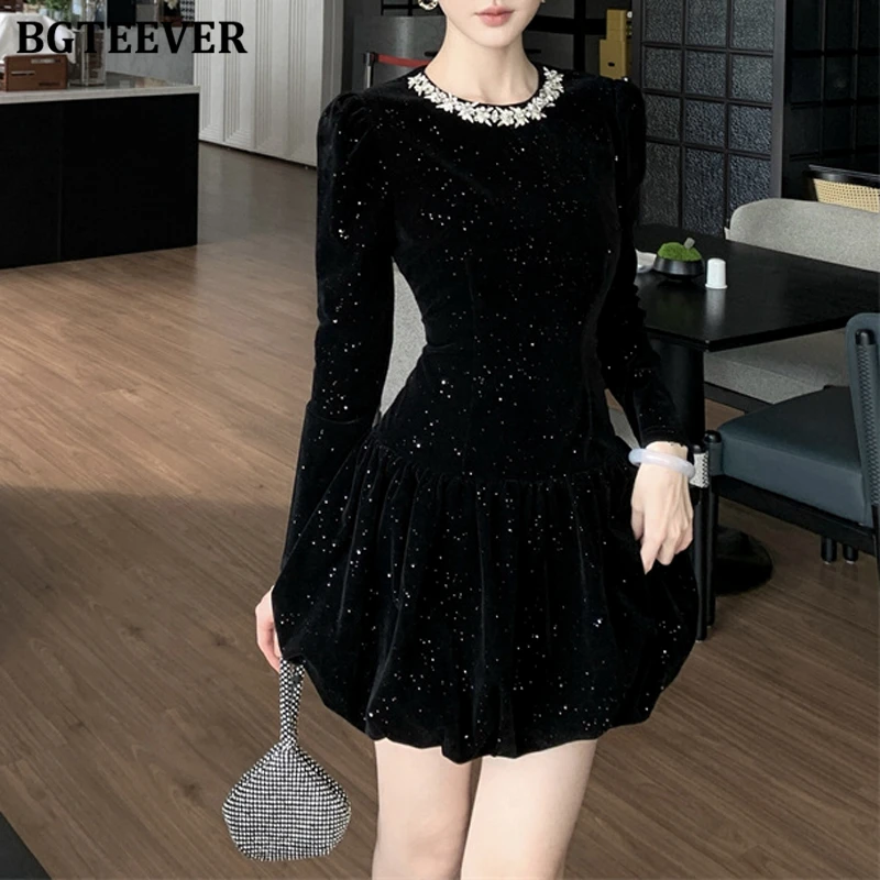 BGTEEVER, осенне-зимнее элегантное женское мини-платье с тонкой талией, стильное вечернее платье с круглым вырезом и длинными рукавами для женщин
BGTEEVER, осенне-зимнее элегантное женское мини-платье с тонкой талией, стильное вечернее платье с круглым вырезом и длинными рукавами для женщин