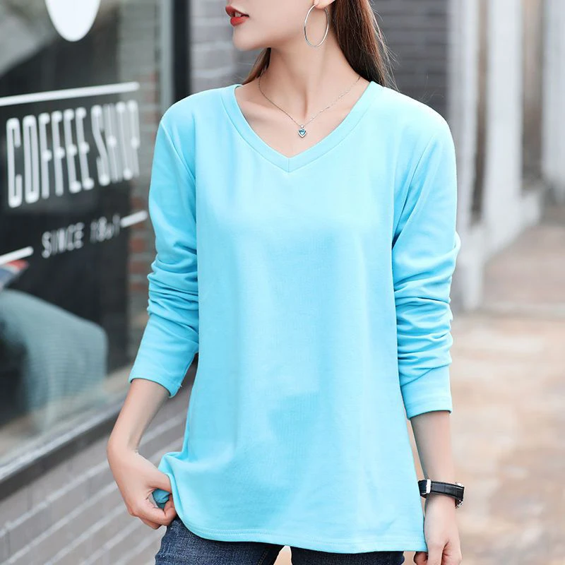 Autumn Winter Pure Cotton Long Sleeve V Neck Women T Shirts Solid Loose Korean Simple Fashion All-match 2xl Oversized Tops Tee
Autumn Winter Pure Cotton Long Sleeve V Neck Women T Shirts Solid Loose Korean Simple Fashion All-match 2xl Oversized Tops Tee