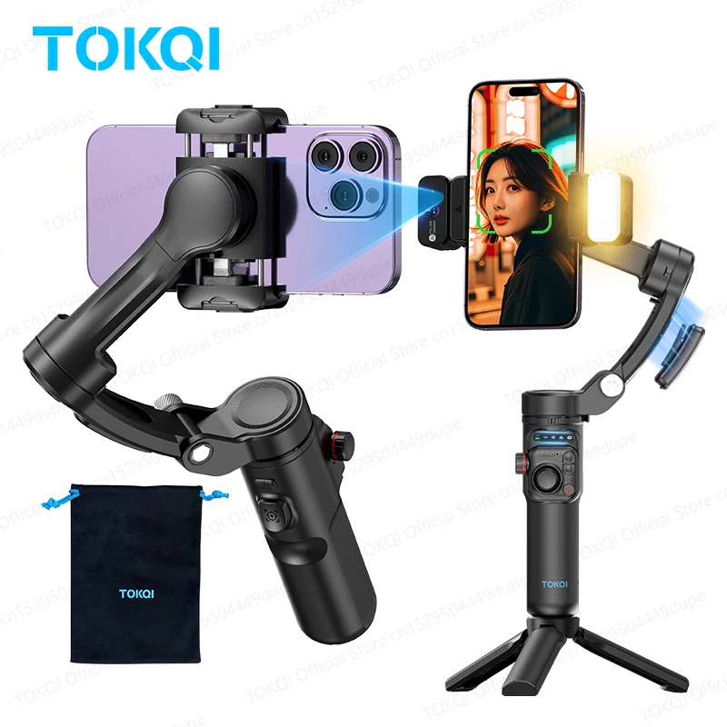 TOKQI AI Face Tracking Gimbal Stabilizer for iphone Android Anti-shake Shoot Built-in Bluetooth Microphone, with Magnetic Remote
TOKQI AI Face Tracking Gimbal Stabilizer for iphone Android Anti-shake Shoot Built-in Bluetooth Microphone, with Magnetic Remote