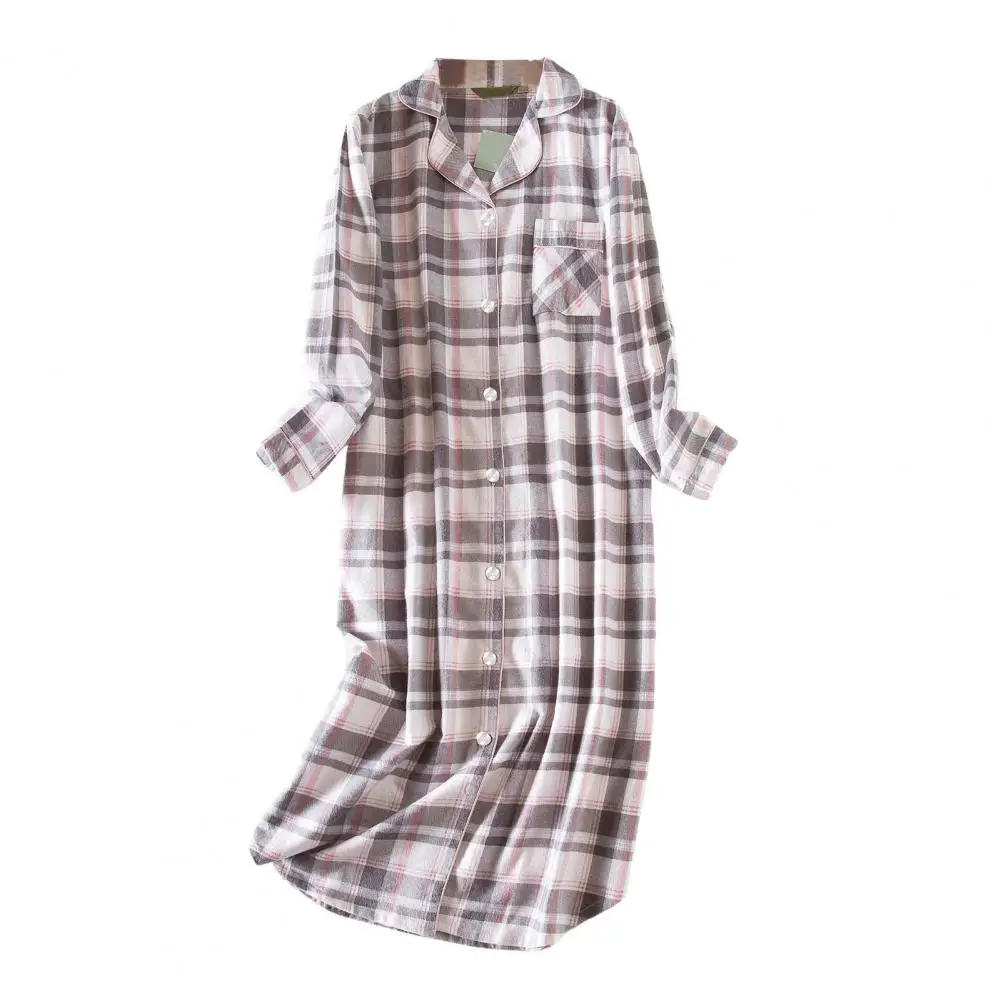 Women Nightgown Heart Plaid Printed with Turn-down Collar Pocket Sleepshirts Knee Length Loose Sleepwear
Women Nightgown Heart Plaid Printed with Turn-down Collar Pocket Sleepshirts Knee Length Loose Sleepwear