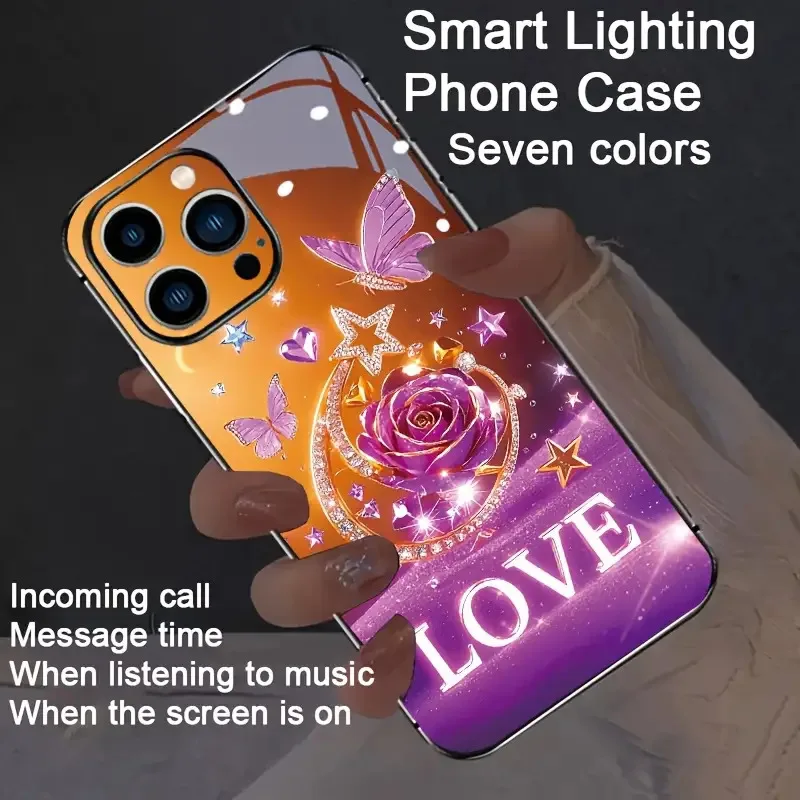 Love Rose Art Butterfly Luminous Shell Cover For iPhone 17 air 14 15 Plus 13 12 16 Pro Max Glass Colorful LED Flash Case Flower
Love Rose Art Butterfly Luminous Shell Cover For iPhone 17 air 14 15 Plus 13 12 16 Pro Max Glass Colorful LED Flash Case Flower