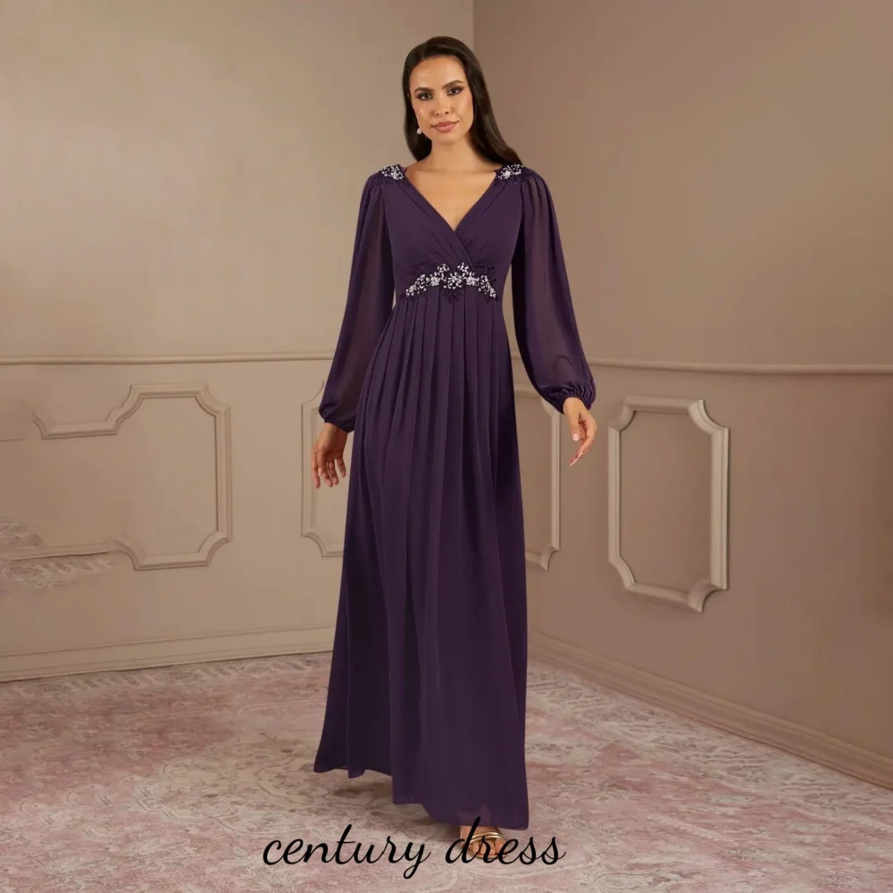 Customized V-Neck Beading Women Prom Dress Mother Of The Bride A-Line Long Sleeve Charming Ruffle Party Dress Women Evening Gown
Customized V-Neck Beading Women Prom Dress Mother Of The Bride A-Line Long Sleeve Charming Ruffle Party Dress Women Evening Gown