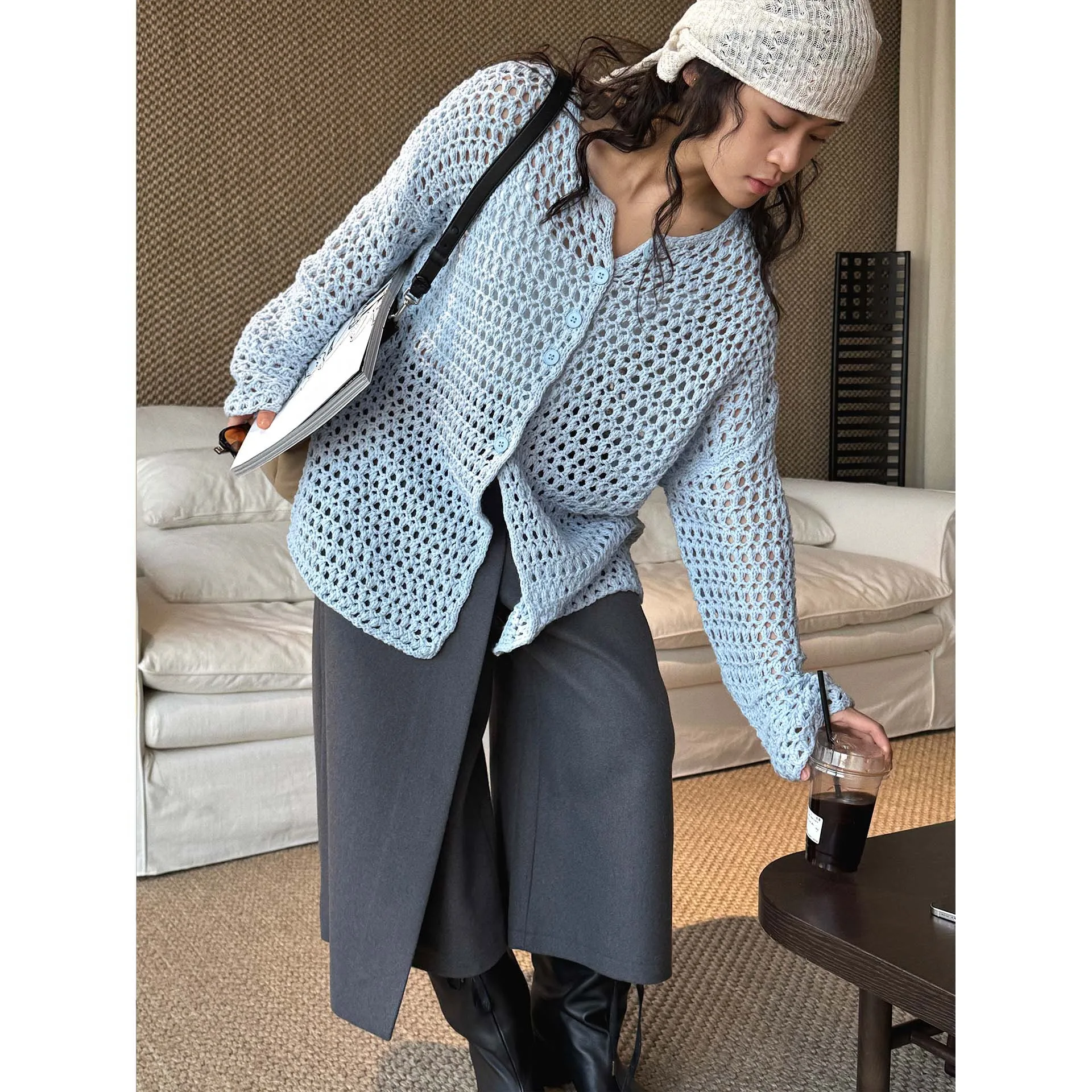 Весенний сетчатый кардиган свободного кроя для женщин
Весенний сетчатый кардиган свободного кроя для женщин