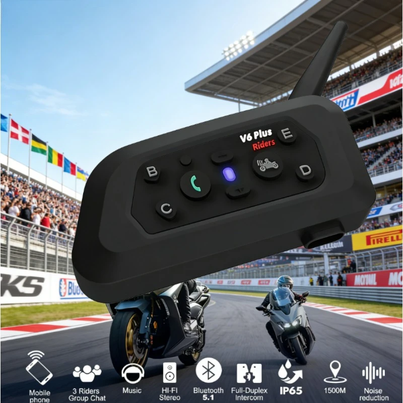 V6 PRO+ 6 Riders BT5.1 Motorcycle Helmet Headset Waterproof Intercom 800m Music Player Wireless Communication Interphone
V6 PRO+ 6 Riders BT5.1 Motorcycle Helmet Headset Waterproof Intercom 800m Music Player Wireless Communication Interphone