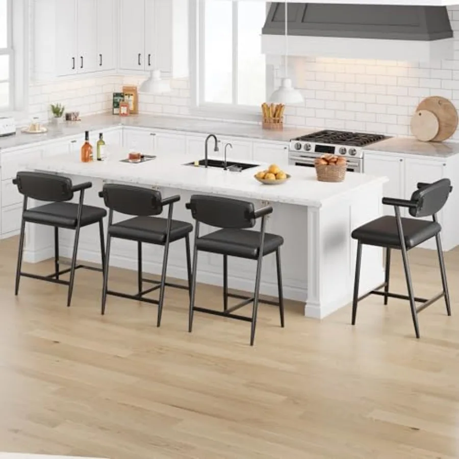 Counter Height Bar Stools Set of 8, 26" Metal Barstools Set with Armrest and Footrest, Bar Chairs with Long Back andThickened W
Counter Height Bar Stools Set of 8, 26" Metal Barstools Set with Armrest and Footrest, Bar Chairs with Long Back andThickened W