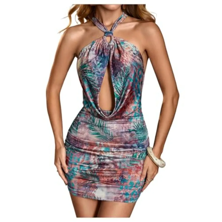 SHENHE Women's Sexy Halter Deep V Plunge Open Back O Ring Chain Ruched Bodycon Mini Dress
SHENHE Women's Sexy Halter Deep V Plunge Open Back O Ring Chain Ruched Bodycon Mini Dress
