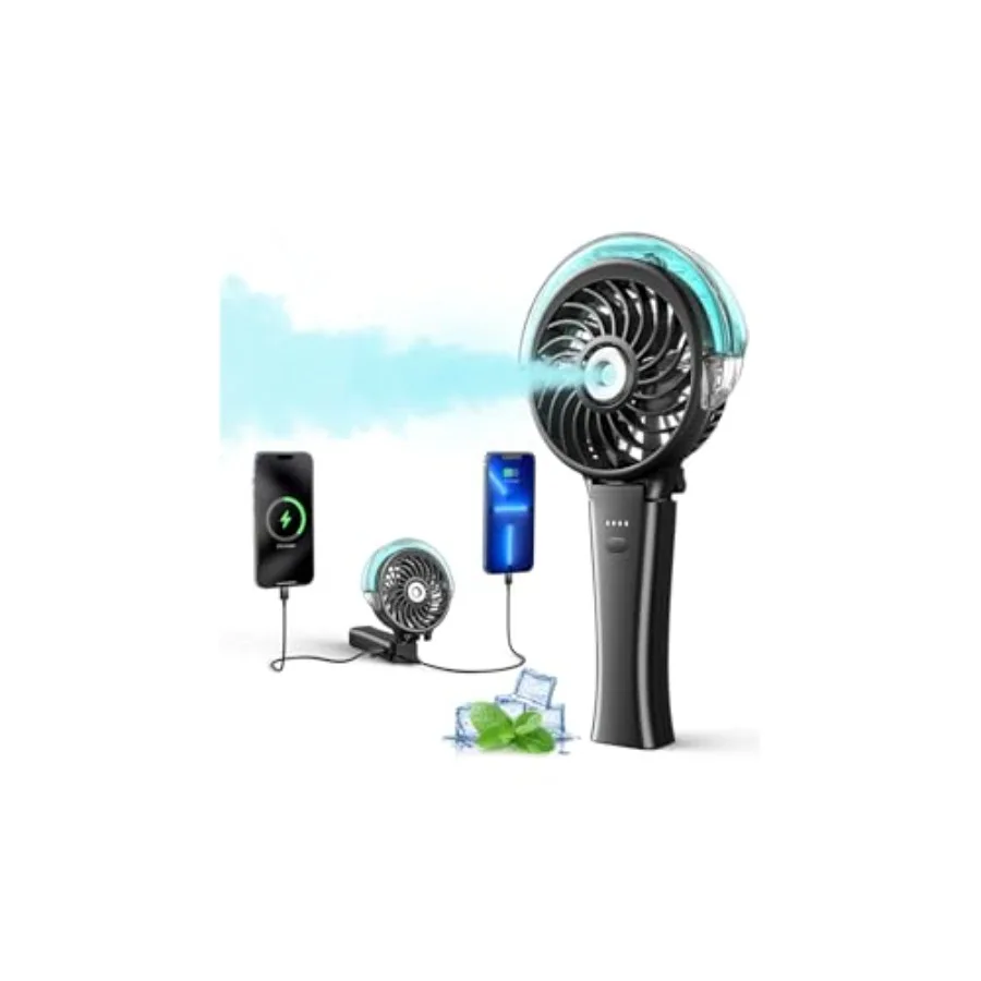 6000mAh Portable Handheld Misting Fan as Backup Power, 50ml XL Water Tank, 20H Runtime 3 Speeds, 180° Foldable Rechargeable Mis
6000mAh Portable Handheld Misting Fan as Backup Power, 50ml XL Water Tank, 20H Runtime 3 Speeds, 180° Foldable Rechargeable Mis