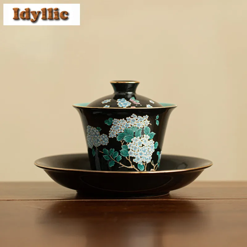 160ml Black Glazed Embroidered Ball Flower Gaiwan Elegant Tea Tureen Tea Bowl With Lid Kit Tea Maker Cover Bowl Tea Services
160ml Black Glazed Embroidered Ball Flower Gaiwan Elegant Tea Tureen Tea Bowl With Lid Kit Tea Maker Cover Bowl Tea Services