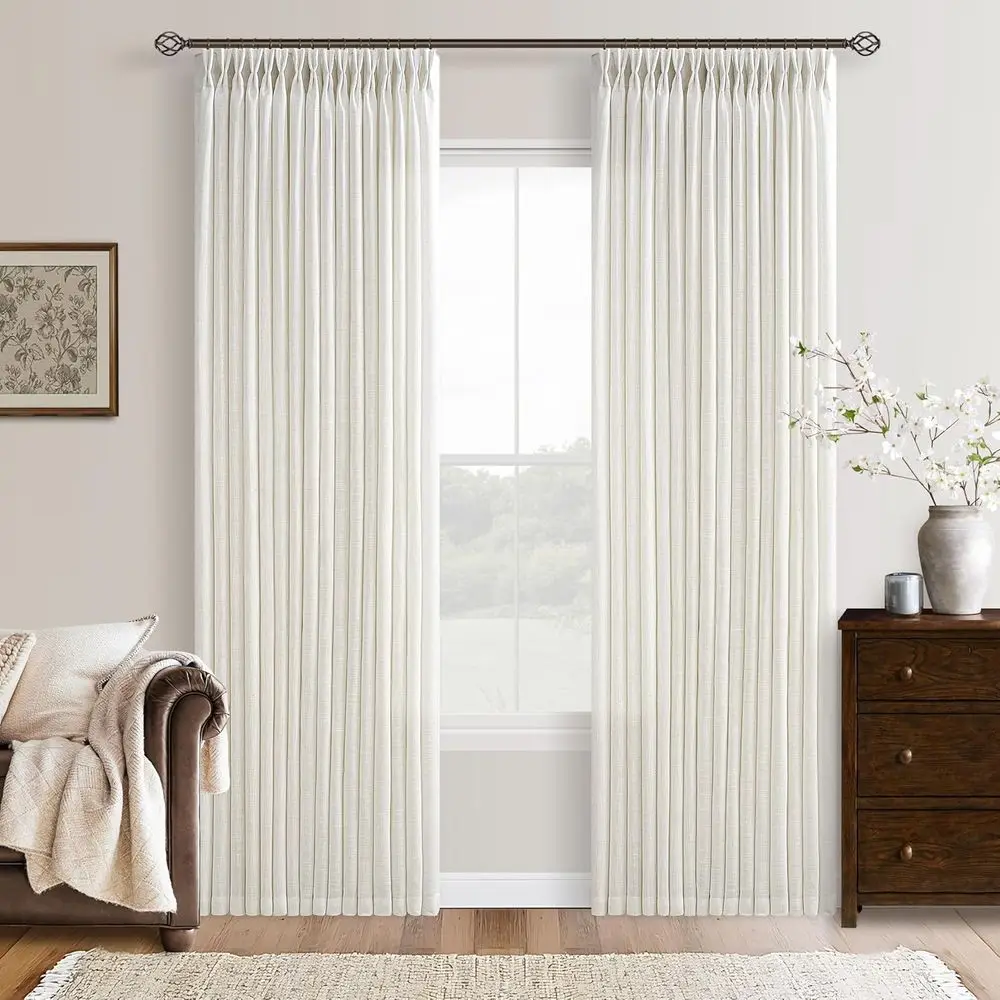 Natural Cream Semi-Sheer Linen Curtains, 102 Long, 2-Panel Set for Living Room, Pleated with Rings Hooks, Suitable for Floor-to-
Natural Cream Semi-Sheer Linen Curtains, 102 Long, 2-Panel Set for Living Room, Pleated with Rings Hooks, Suitable for Floor-to-