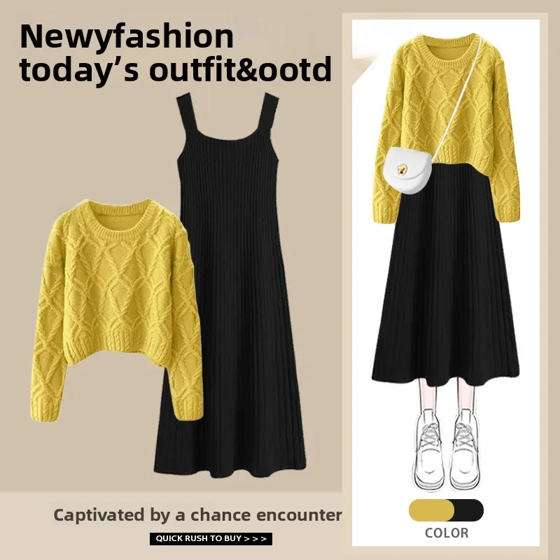 Fashionable Knitted Sweater And Dress Set Women Soft Cozy Autumn New Arrival Two-Piece Suit round Neck Long Sleeve for Young ...
Fashionable Knitted Sweater And Dress Set Women Soft Cozy Autumn New Arrival Two-Piece Suit round Neck Long Sleeve for Young ...