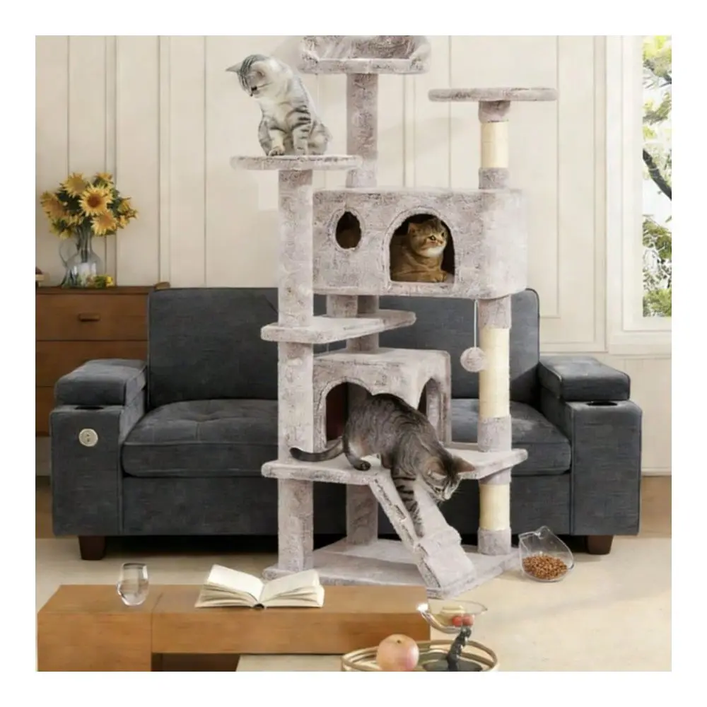 1PC 54inch Multilevel Cat Tree Condo With 2 Condos And 3 ching Posts
1PC 54inch Multilevel Cat Tree Condo With 2 Condos And 3 ching Posts