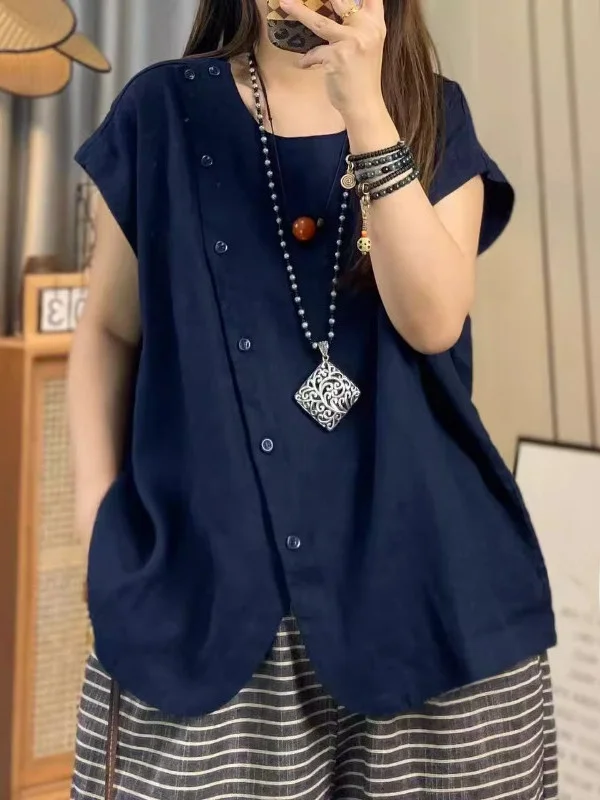 Casual Fashion Short Sleeve Asymmetrical Shirt plus Size Women's Summer Loose Fit Shirt Versatile Style Pear Body Type
Casual Fashion Short Sleeve Asymmetrical Shirt plus Size Women's Summer Loose Fit Shirt Versatile Style Pear Body Type