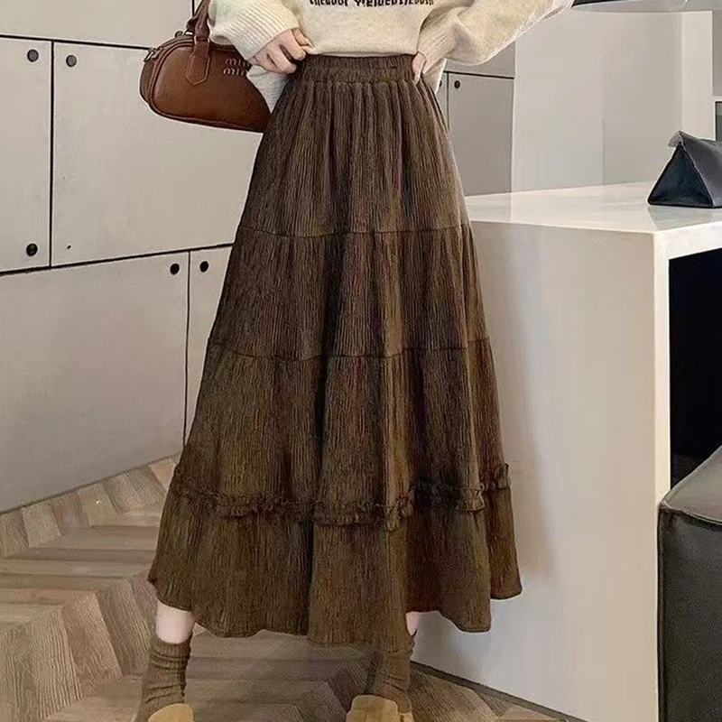 Fashion Elastic Spliced Solid Color Folds Sweet Ruffles Skirts Female Clothing Spring New Loose Casual High Waist Skirts
Fashion Elastic Spliced Solid Color Folds Sweet Ruffles Skirts Female Clothing Spring New Loose Casual High Waist Skirts