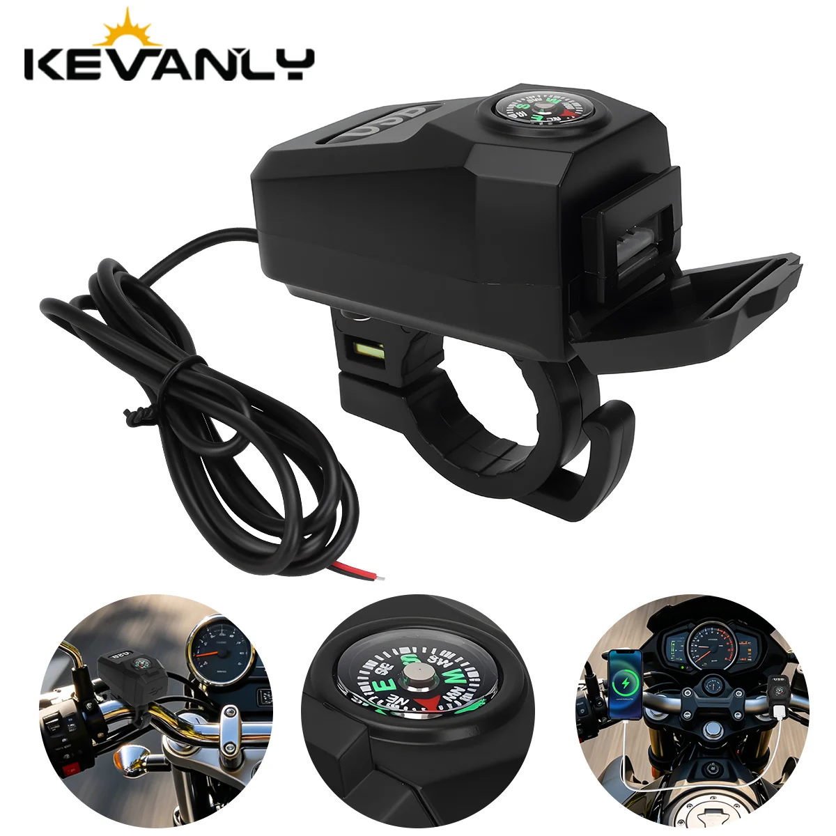 Motorcycle USB Socket QC3.0 Fast Charger Handle Style with Compass Voltmeter Waterproof 12V Power Supply Adapter Kit For UTV ATV
Motorcycle USB Socket QC3.0 Fast Charger Handle Style with Compass Voltmeter Waterproof 12V Power Supply Adapter Kit For UTV ATV
