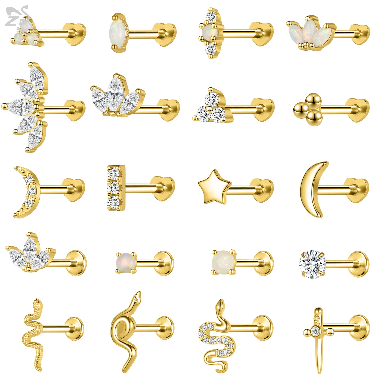 ZS 1PC Gold Color 925 Silver Lip Stud Zircon Labret Piercing Internal Thread Cartilage Earring Star Helix Tragus Piercing 16G
ZS 1PC Gold Color 925 Silver Lip Stud Zircon Labret Piercing Internal Thread Cartilage Earring Star Helix Tragus Piercing 16G