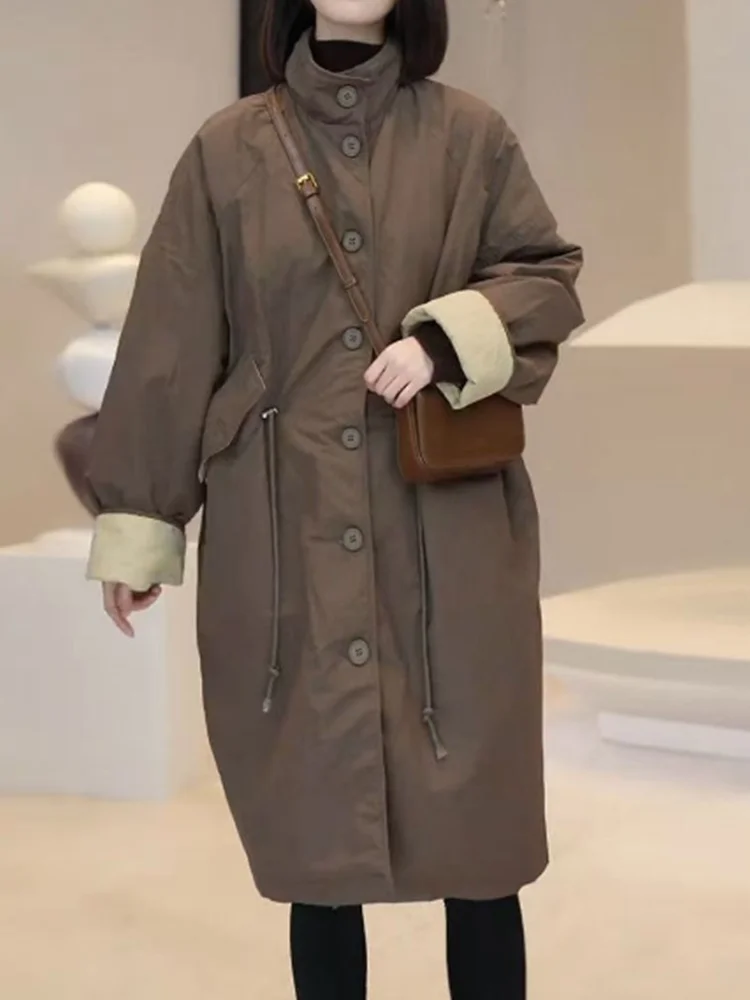 Women's Loose Long Cotton Jaet Dstring Waist Coat Autumn Winter Stand Collar Cosite Fiber Outerwear Commute Sle
Women's Loose Long Cotton Jaet Dstring Waist Coat Autumn Winter Stand Collar Cosite Fiber Outerwear Commute Sle