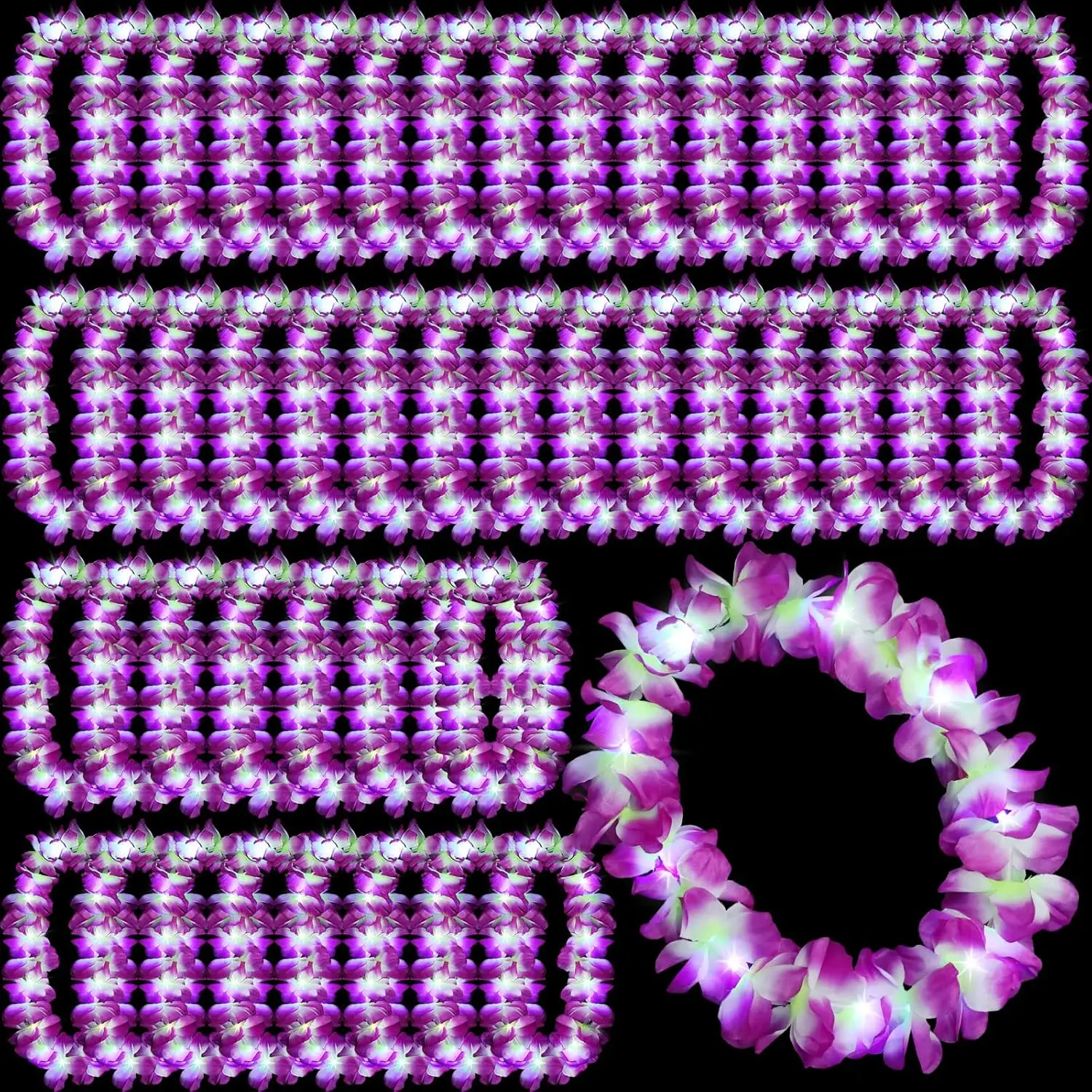 48 Pcs LED Hawaiian Leis Light Up Flower Leis Necklace Flower with LED Lights Luau Leis Flowers Necklaces for Masquerade Beach W
48 Pcs LED Hawaiian Leis Light Up Flower Leis Necklace Flower with LED Lights Luau Leis Flowers Necklaces for Masquerade Beach W