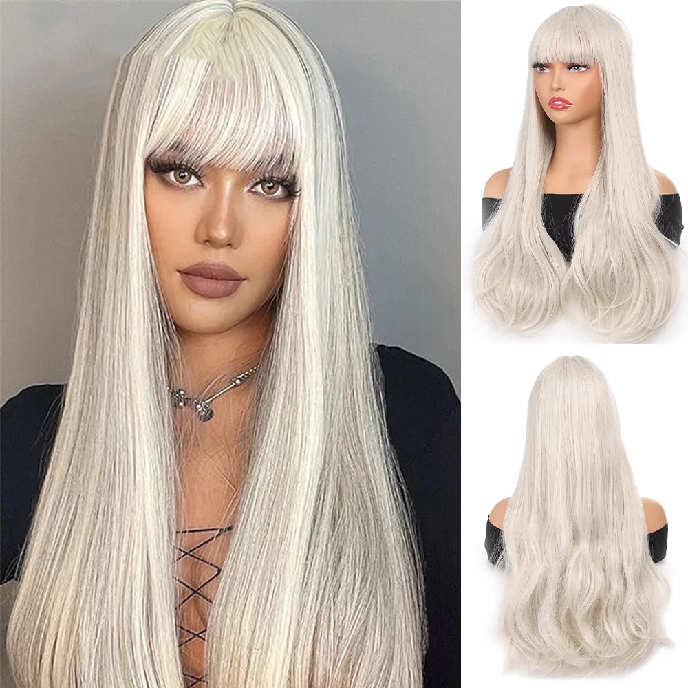 XG Women's new wig Internet celebrity long curly hair slightly curled head cover with bangs platinum long curly hair wig cover
XG Women's new wig Internet celebrity long curly hair slightly curled head cover with bangs platinum long curly hair wig cover