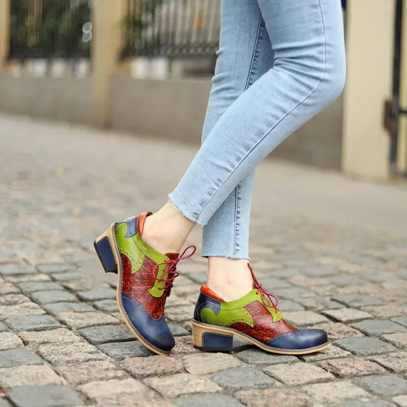 Big Size Genuine Leather Pumps Women 2025 Spring Autumn Colorful Splicing Shoes for Women Lace Up Soft Base Casual Mujer Shoe
Big Size Genuine Leather Pumps Women 2025 Spring Autumn Colorful Splicing Shoes for Women Lace Up Soft Base Casual Mujer Shoe