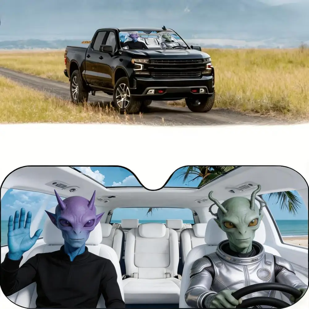 Alien Family Road Trip Sun Visor Reusable Aluminum Foil Windshield UV Protection Heat Insulation Cover Foldable Sun Visor Shade
Alien Family Road Trip Sun Visor Reusable Aluminum Foil Windshield UV Protection Heat Insulation Cover Foldable Sun Visor Shade