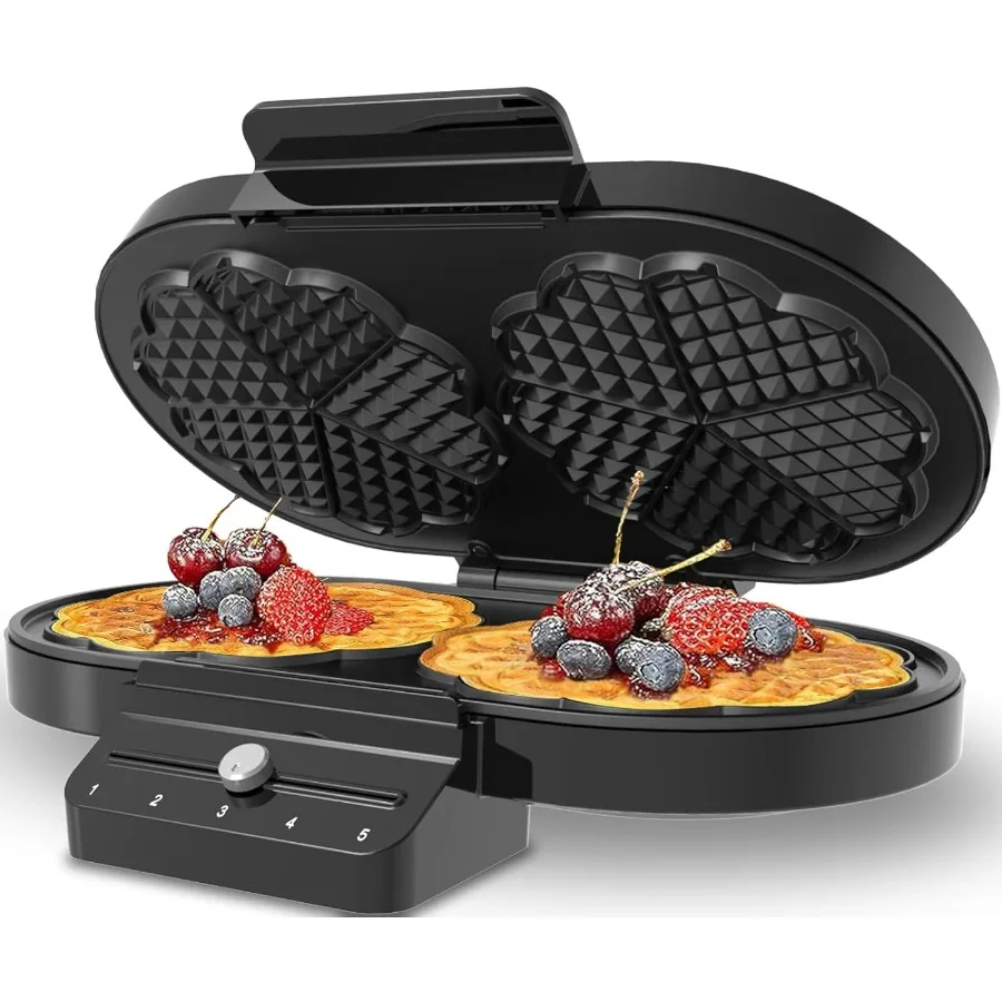 Electric Waffle Maker HeartShaped: 2 NonStick DoubleSide Heating Plates with 5Setting Adjustable Browning Control for Fast Heat
Electric Waffle Maker HeartShaped: 2 NonStick DoubleSide Heating Plates with 5Setting Adjustable Browning Control for Fast Heat