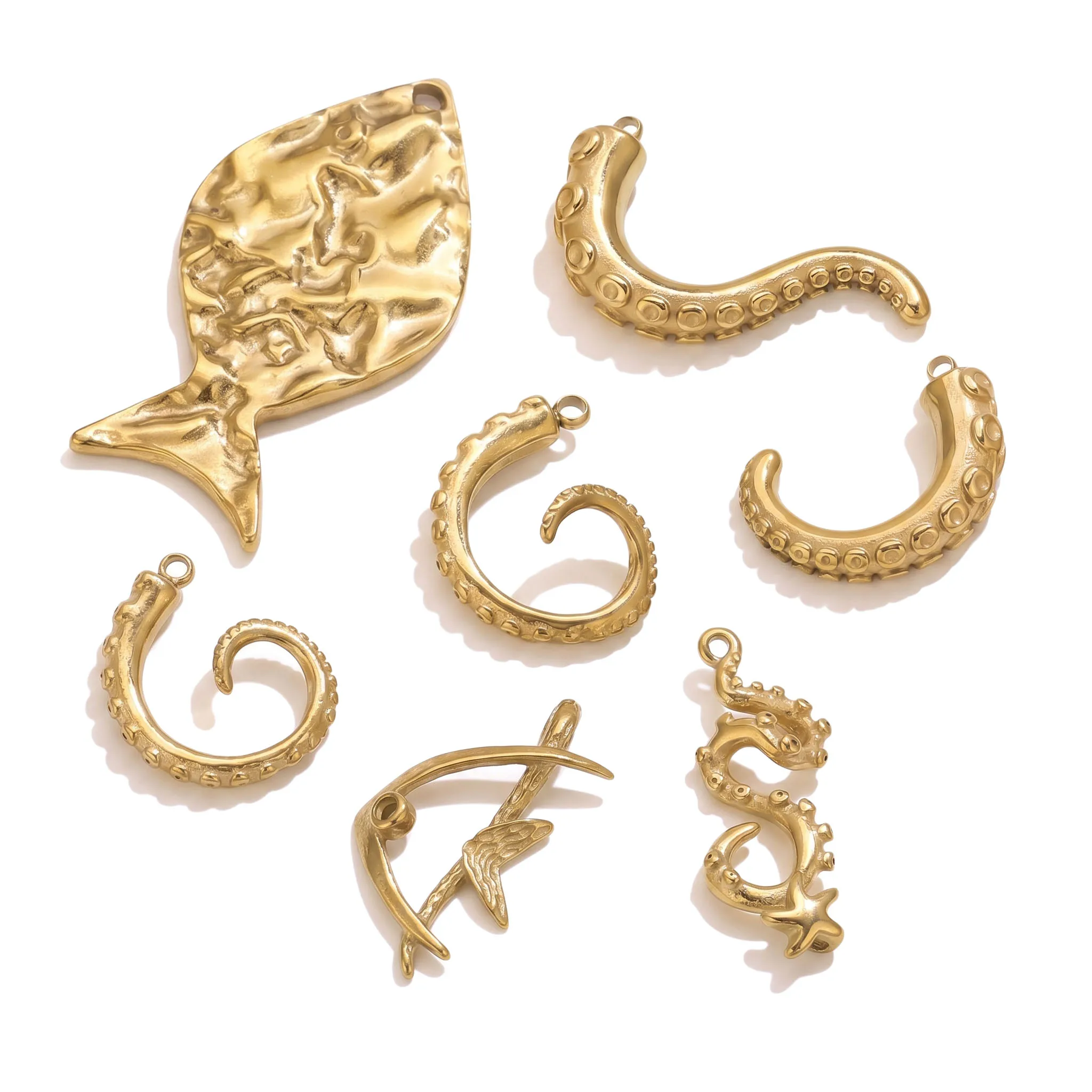 5pcs Gold Plated Stainless Steel Ocean Charms Octopus Tentacle Fish Seahorse Pendants for DIY Earrings Jewelry Making Supplies
5pcs Gold Plated Stainless Steel Ocean Charms Octopus Tentacle Fish Seahorse Pendants for DIY Earrings Jewelry Making Supplies