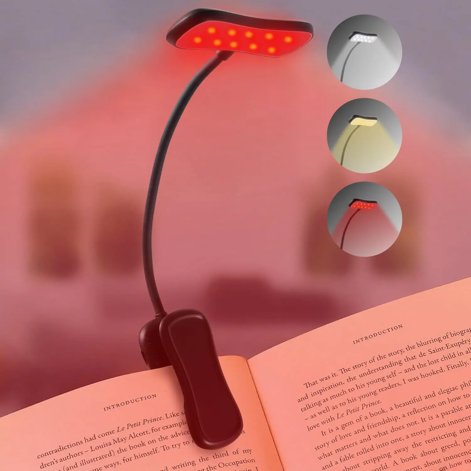 630nm Red Book Light, Zero Blue Light, Rechargeable Clip On Reading Lamp for Night, Dimmable LED, Portable for Travel Nursing
630nm Red Book Light, Zero Blue Light, Rechargeable Clip On Reading Lamp for Night, Dimmable LED, Portable for Travel Nursing