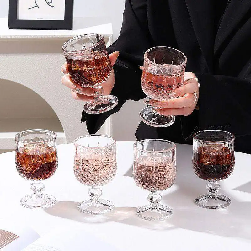 Diamond Glass Wine Cup Champagne Cup High And Low Stem Red Wine Glass Home Use Whiskey Cup Elegant Design Ins Style round Shape
Diamond Glass Wine Cup Champagne Cup High And Low Stem Red Wine Glass Home Use Whiskey Cup Elegant Design Ins Style round Shape
