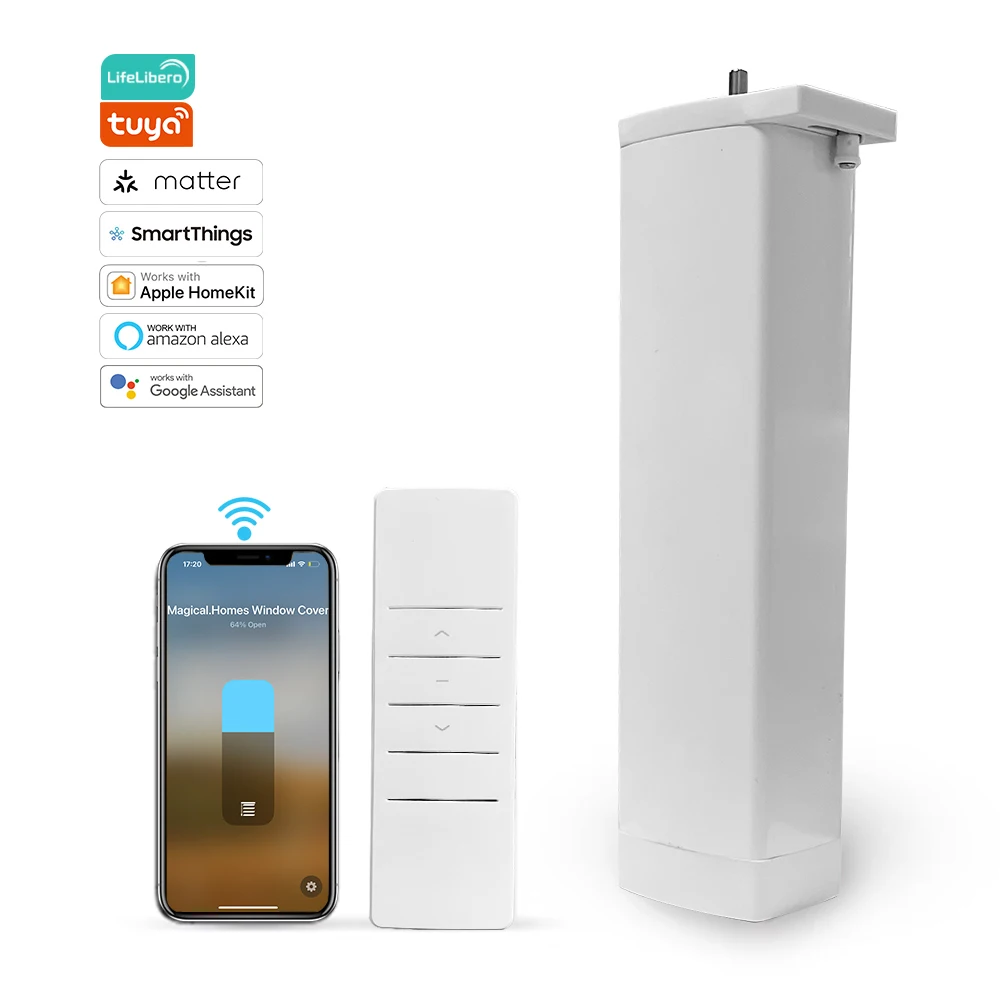 Умный электрический мотор для штор Matter Over WiFi с голосовым управлением Alexa, таймером и дистанционным управлением через приложение для умного дома
Умный электрический мотор для штор Matter Over WiFi с голосовым управлением Alexa, таймером и дистанционным управлением через приложение для умного дома
