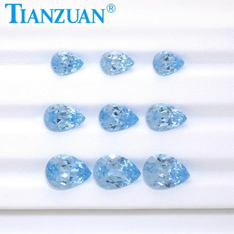 Искусственно выращенные шпинели аквамаринового цвета, 7x10-10x14 мм, грушевидной формы, с включениями внутри, с сертификатом AGL
Искусственно выращенные шпинели аквамаринового цвета, 7x10-10x14 мм, грушевидной формы, с включениями внутри, с сертификатом AGL