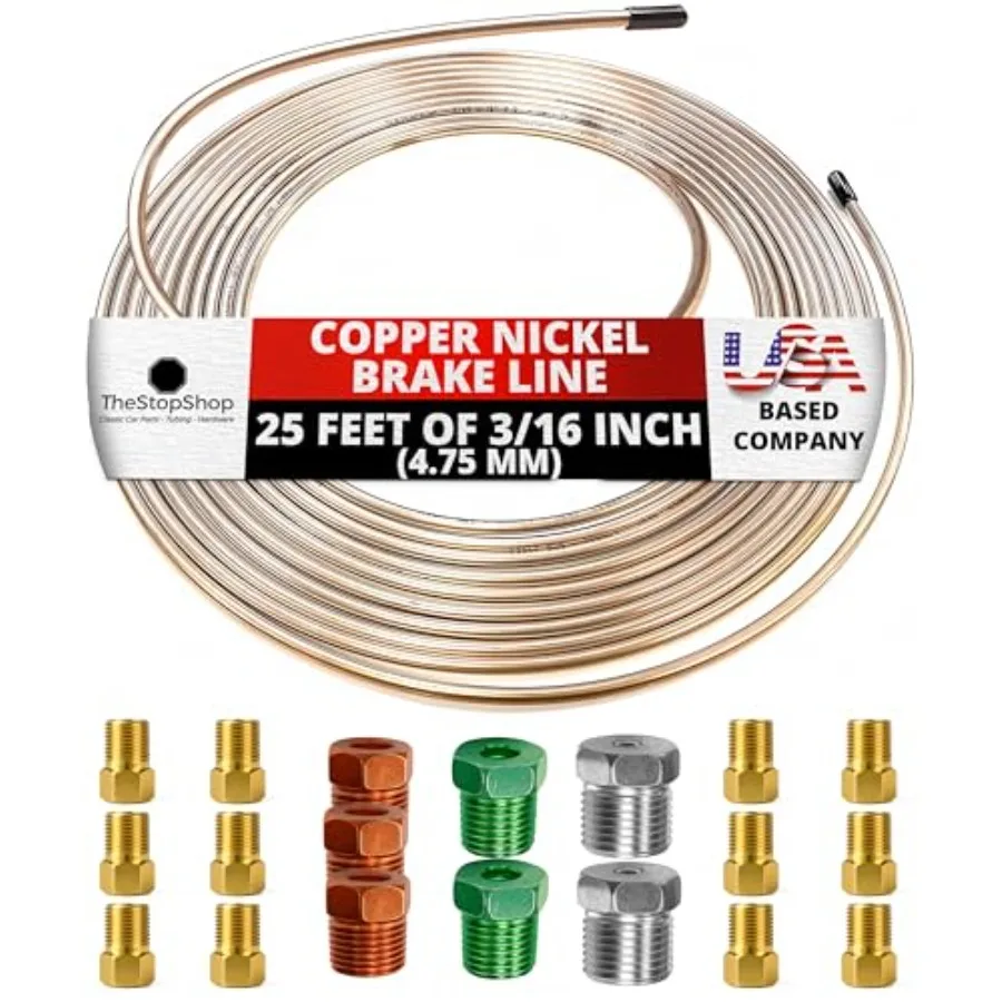 of 3/16 Inch 4.75 mm Copper Nickel Brake Line (.02" Wall Thickn) with Fittings
of 3/16 Inch 4.75 mm Copper Nickel Brake Line (.02" Wall Thickn) with Fittings