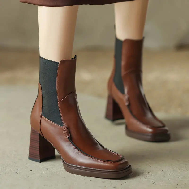 Genuine Leather Office Ladies Dress Work Ankle Boots Square Toe High Heels Elastic Band Spring Autumn Shoes Woman Size 34-39
Genuine Leather Office Ladies Dress Work Ankle Boots Square Toe High Heels Elastic Band Spring Autumn Shoes Woman Size 34-39