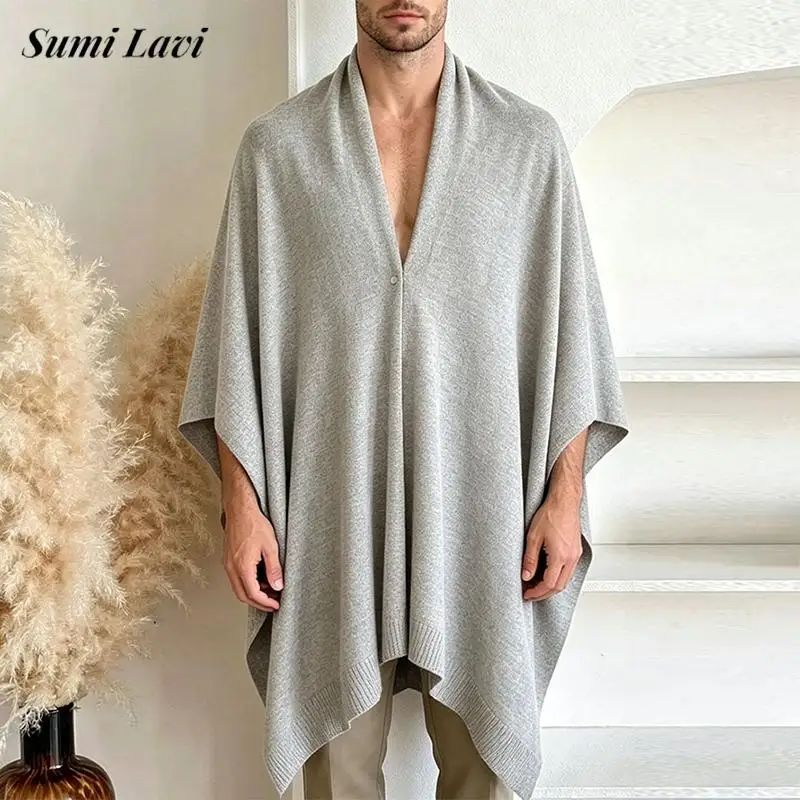 Retro V Neck Capes Breathable Loose Sun-proof Cloak Mens Summer Seaside Beach Leisure Solid Color Ice Slik Knitted Mesh Cardigan
Retro V Neck Capes Breathable Loose Sun-proof Cloak Mens Summer Seaside Beach Leisure Solid Color Ice Slik Knitted Mesh Cardigan