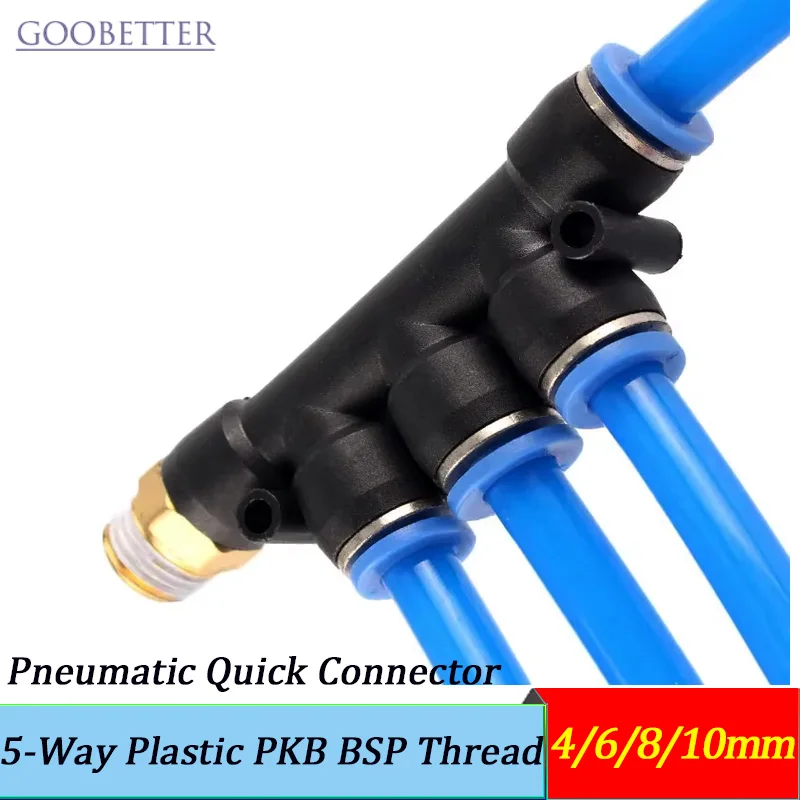 PKB Pneumatic Quick Connector 4/6/8/10mm Push-in Fittings 5-Way Plastic PKB BSP Thread Air Hose Coupler Tool-Free Install
PKB Pneumatic Quick Connector 4/6/8/10mm Push-in Fittings 5-Way Plastic PKB BSP Thread Air Hose Coupler Tool-Free Install