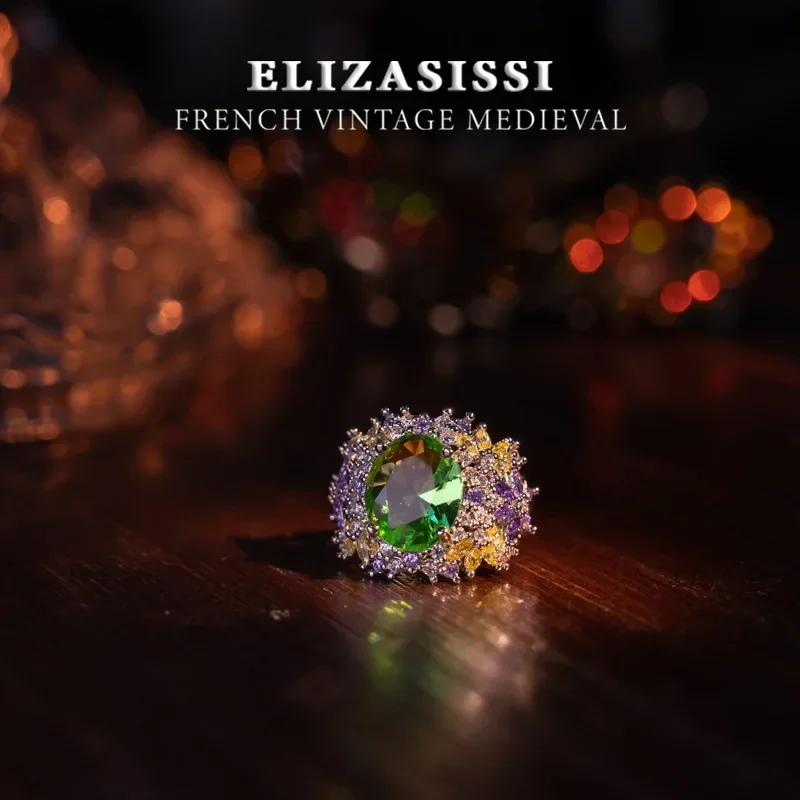 Fashion medieval vintage romantic color full of zircon temperament simple fresh mint green ring ring opening
Fashion medieval vintage romantic color full of zircon temperament simple fresh mint green ring ring opening