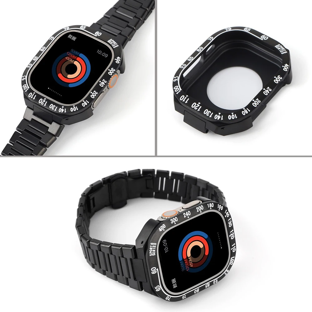Frame Ring Cover Case for Apple Watch Ultra 49mm Band Stainless Steel Link Bracelet + Metal Bezel Bumper for iWatch 49mm Strap
Frame Ring Cover Case for Apple Watch Ultra 49mm Band Stainless Steel Link Bracelet + Metal Bezel Bumper for iWatch 49mm Strap