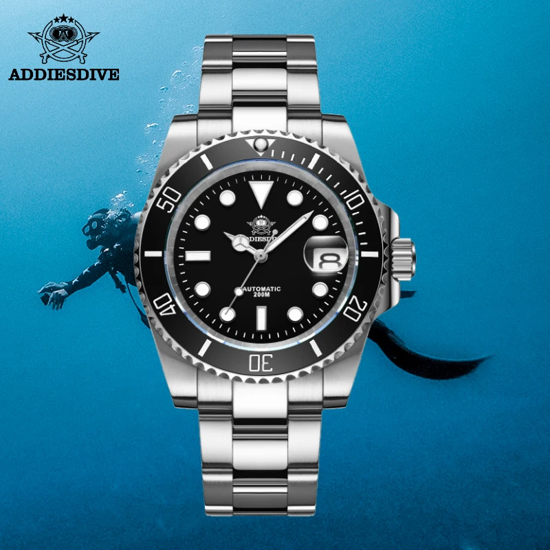ADDIESDIVE Fashion Men's Diving Watch Sapphire Mirror Glass Luminous Mechanical Watch Ceramic Bezel 200m Waterproof Steel Watch
ADDIESDIVE Fashion Men's Diving Watch Sapphire Mirror Glass Luminous Mechanical Watch Ceramic Bezel 200m Waterproof Steel Watch
