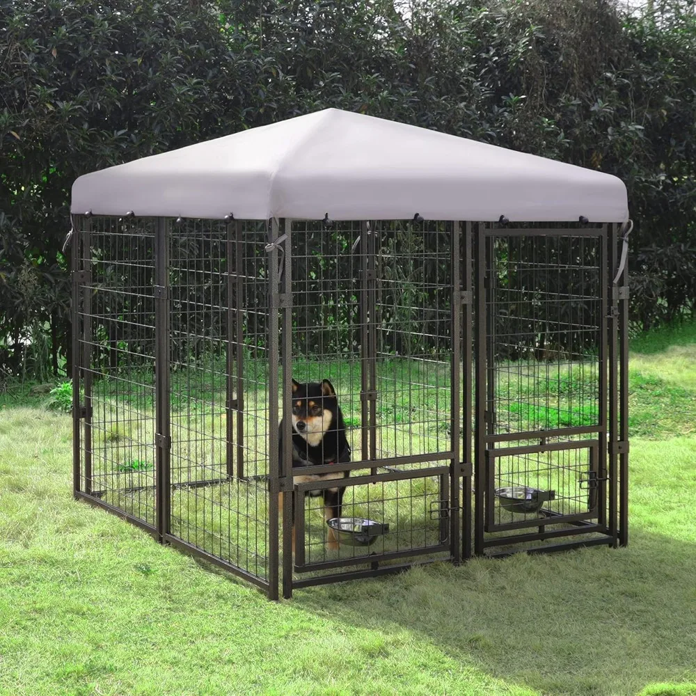 Dog Kennel Outdoor Dog House with Upgarded Canopy, Heavy Duty Dog Kennel w/Rotate Feeding Doors, Powder Coated Steel Frame Dog
Dog Kennel Outdoor Dog House with Upgarded Canopy, Heavy Duty Dog Kennel w/Rotate Feeding Doors, Powder Coated Steel Frame Dog