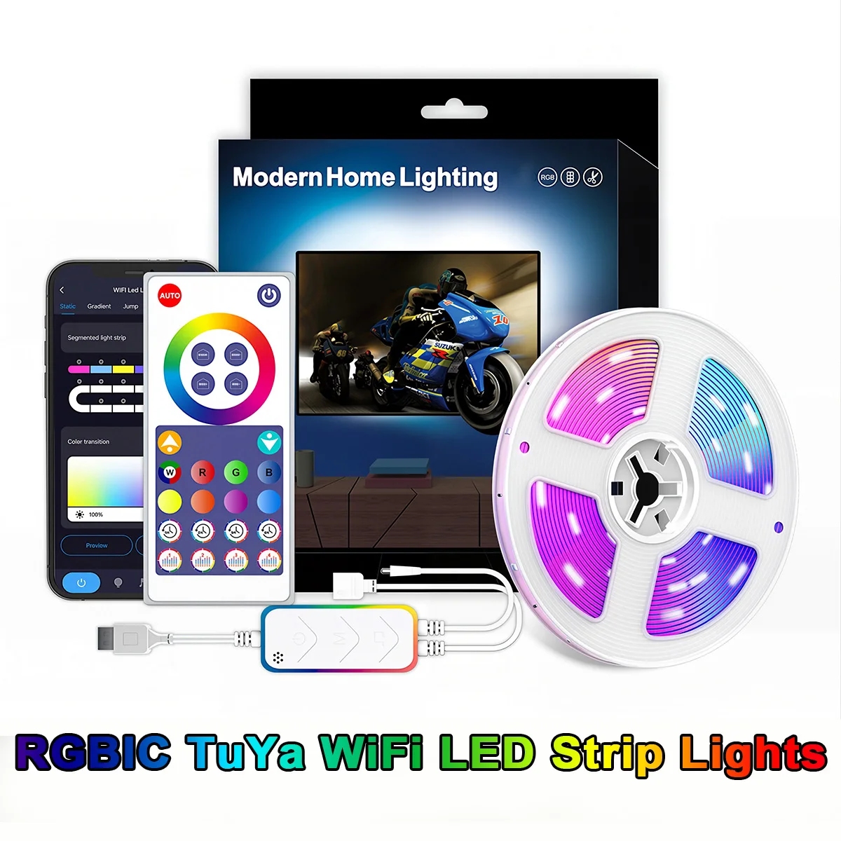 Tuya WiFi LED Strip Light Work with Alexa Music Sync RGBIC 5050 DC 5V USB Powered Remote Flexible Tape for Bedroom Decor Lamp
Tuya WiFi LED Strip Light Work with Alexa Music Sync RGBIC 5050 DC 5V USB Powered Remote Flexible Tape for Bedroom Decor Lamp