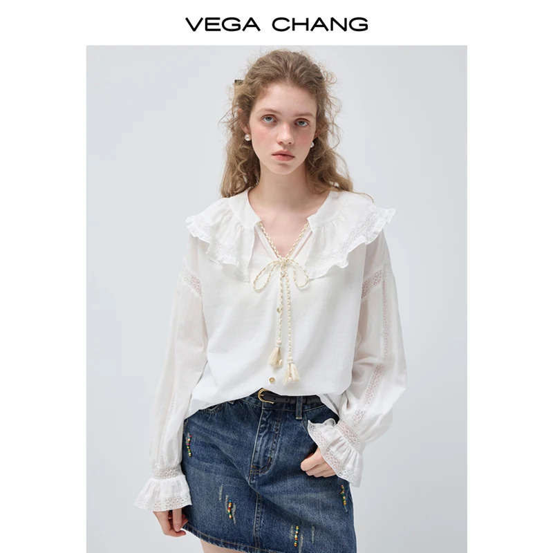 Vega Chang Spring and Autumn New Women's Pure Cotton Shirt with Ruffled Lace Top
Vega Chang Spring and Autumn New Women's Pure Cotton Shirt with Ruffled Lace Top