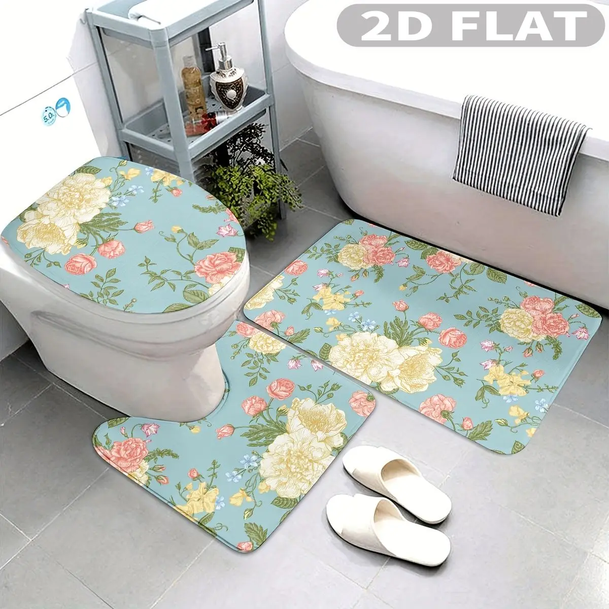 3pcs Bathroom Rug Set Floral With Pastel Colors And Roses 3pcs Bath Mats Set for Bathroom Non-Slip Cover Mat
3pcs Bathroom Rug Set Floral With Pastel Colors And Roses 3pcs Bath Mats Set for Bathroom Non-Slip Cover Mat