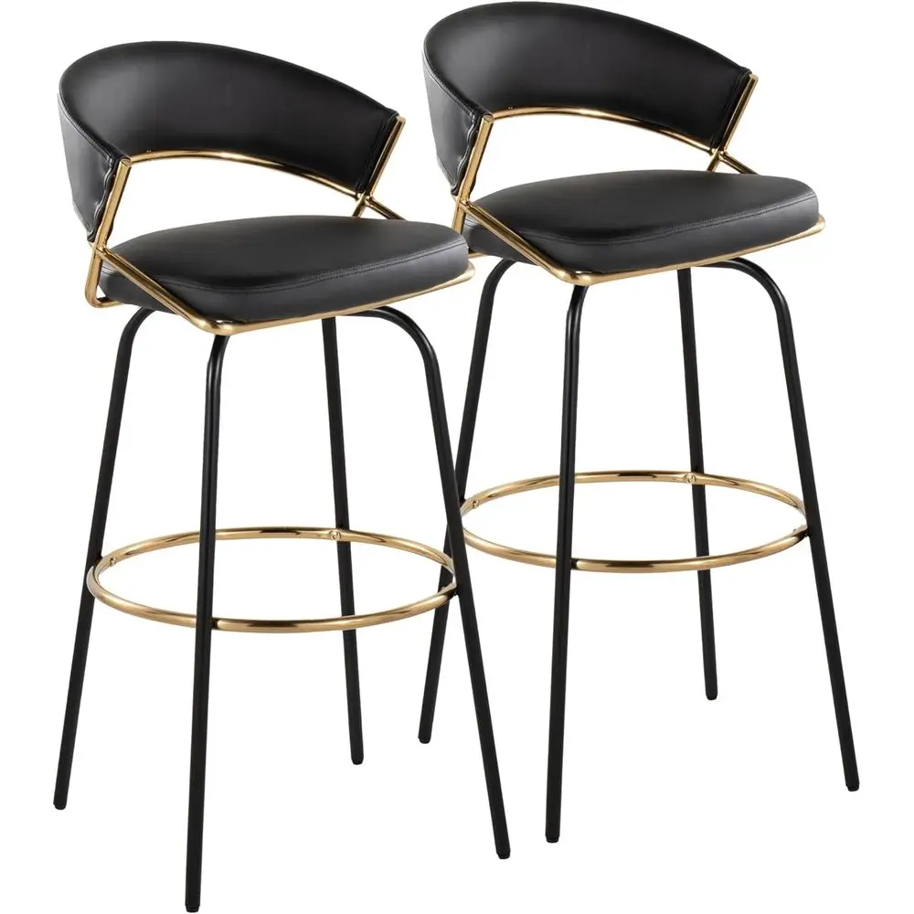 Набор из 2 поворотных барных стульев, черные с золотым металлическим каркасом, для кухонного острова или бара
Набор из 2 поворотных барных стульев, черные с золотым металлическим каркасом, для кухонного острова или бара
