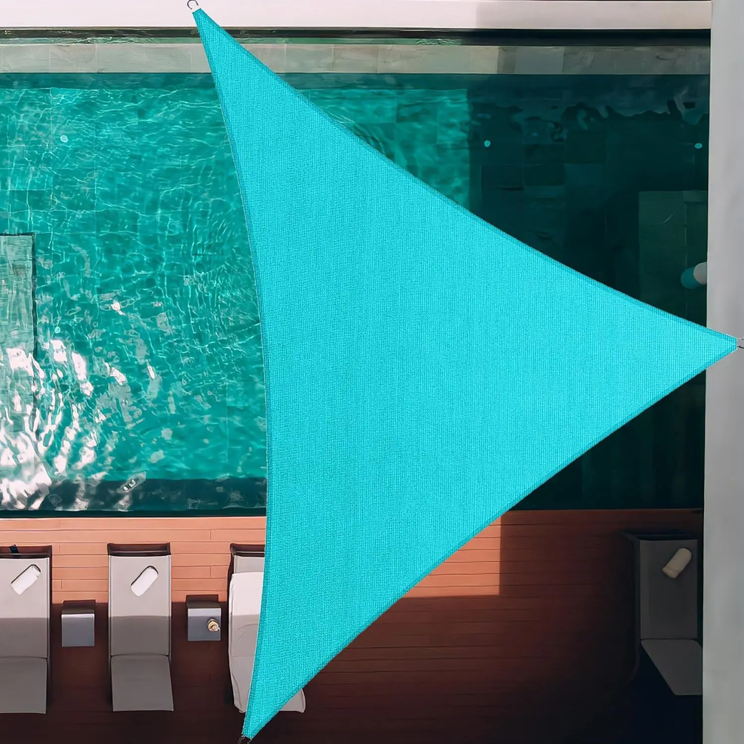 32 ft x 32 ft x 32 ft Triangle Sun Shade Sail, Turquoise, UV Block, 190 GSM HDPE, for Patio Backyard Garden
32 ft x 32 ft x 32 ft Triangle Sun Shade Sail, Turquoise, UV Block, 190 GSM HDPE, for Patio Backyard Garden
