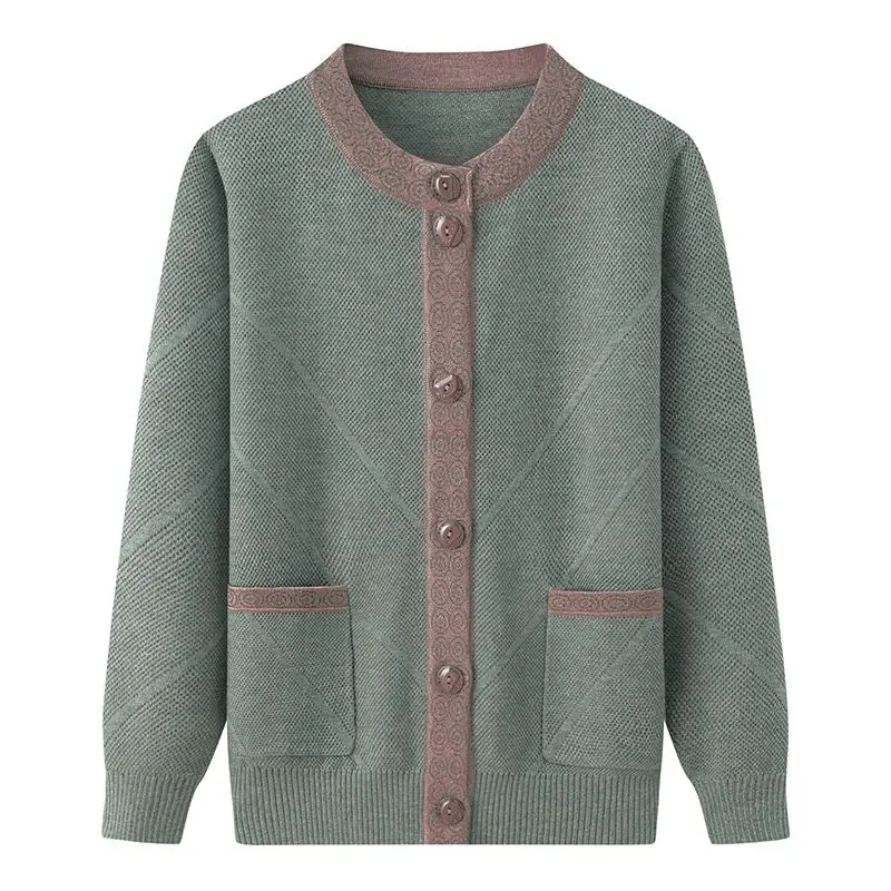 Lady Leisure Large Size 6XL Knitted Autumn Winter Femme Round Neck Sweater Middle Aged Mother Knitting Cardigan Coat
Lady Leisure Large Size 6XL Knitted Autumn Winter Femme Round Neck Sweater Middle Aged Mother Knitting Cardigan Coat