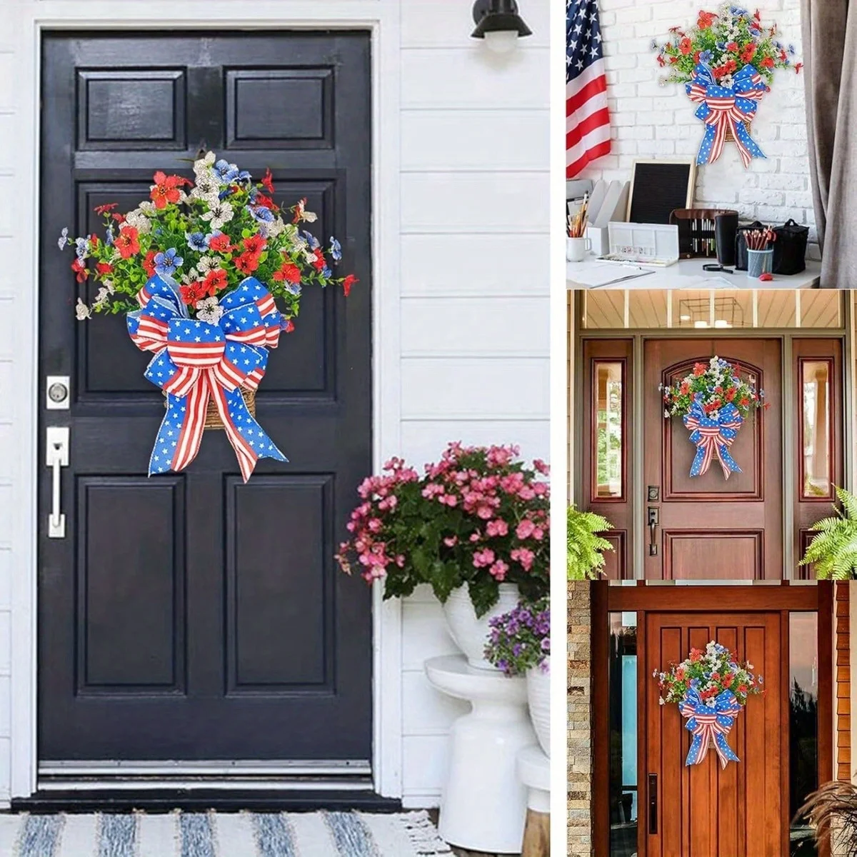Front Door Hanger Basket Wreath, Patriotic Wreaths Door Hanging Basket Wreath for 4Th of July Independence Day,
Front Door Hanger Basket Wreath, Patriotic Wreaths Door Hanging Basket Wreath for 4Th of July Independence Day,