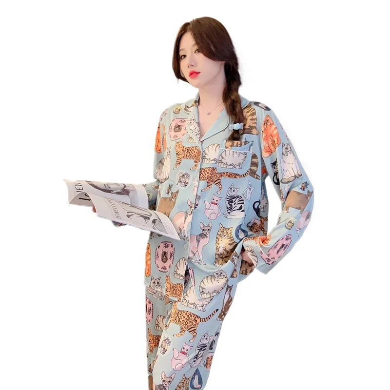 Spring Quick-dry Smooth and Soft Underwear Ice Silk Pajamas Women's New Long-sleeved Trousers Sweet Loungewear Set Age Reduction
Spring Quick-dry Smooth and Soft Underwear Ice Silk Pajamas Women's New Long-sleeved Trousers Sweet Loungewear Set Age Reduction