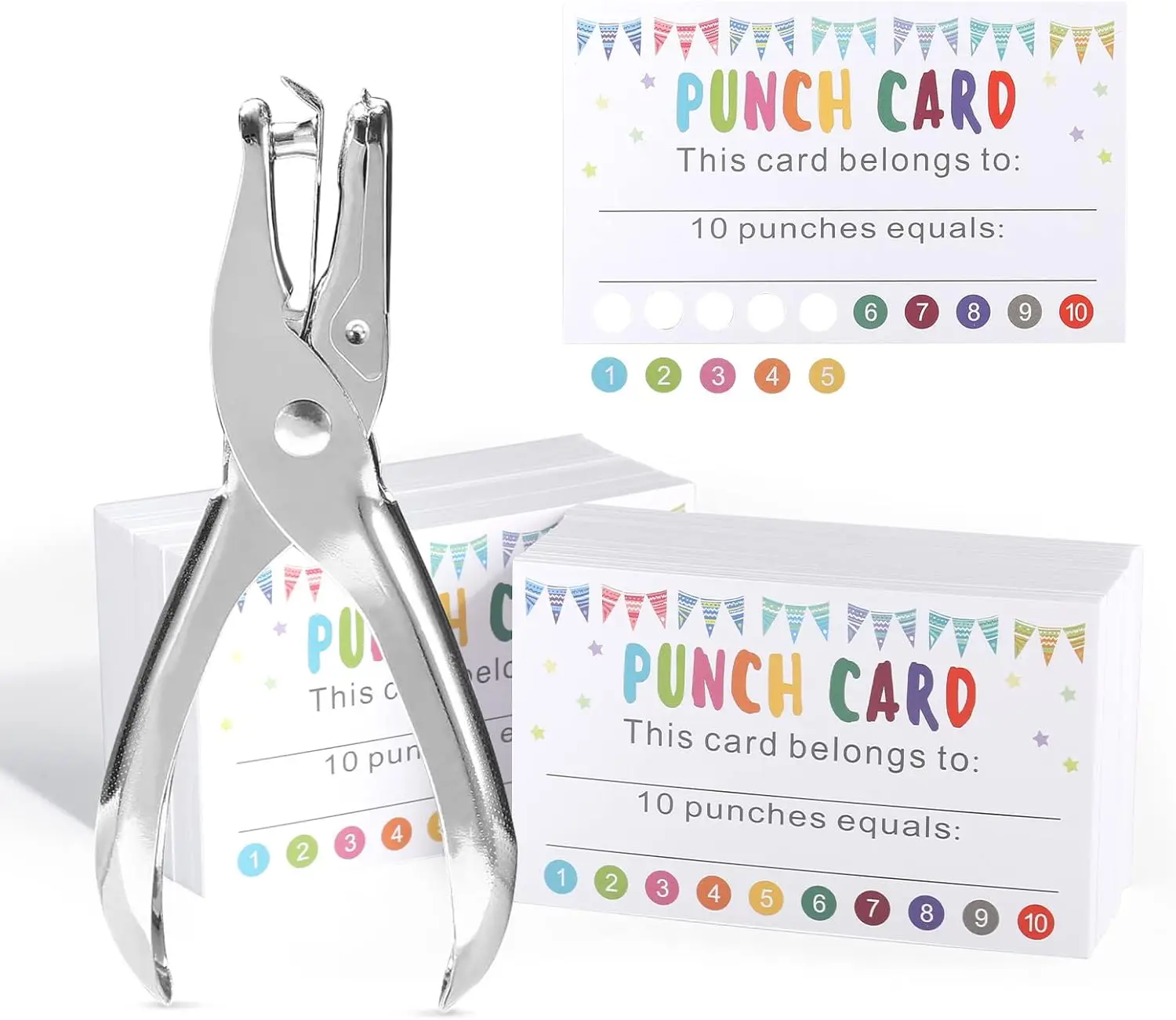 200 Pack Reward Punch Cards with Hole Puncher for Kids, Teachers, and Business Incentives, 3.5" x 2" Flags Design
200 Pack Reward Punch Cards with Hole Puncher for Kids, Teachers, and Business Incentives, 3.5" x 2" Flags Design