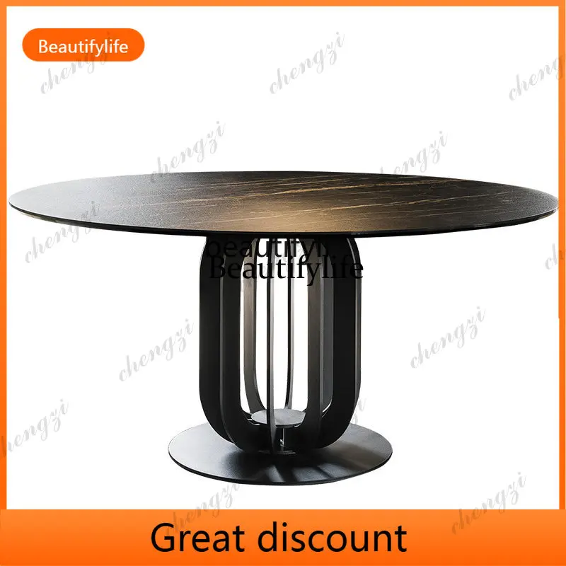 Italian Stone Plate round Table with Turntable Mild Luxury Marble Dining Table Iron Small Apartment Dining Table
Italian Stone Plate round Table with Turntable Mild Luxury Marble Dining Table Iron Small Apartment Dining Table