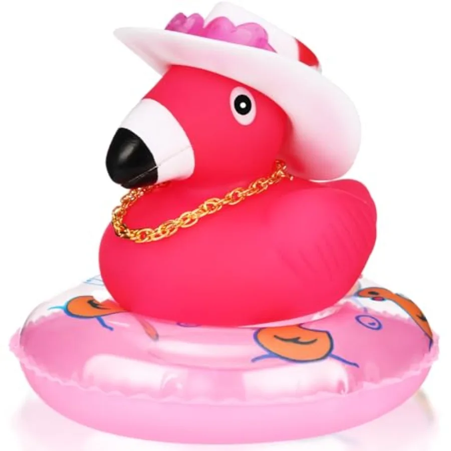 Rubber Flamingo Pink Flamingo Rubber Ducks Squeaky Mini Ducks with Mini Hats Swim Ring Gold Chain and Sunglasses for Car Decor
Rubber Flamingo Pink Flamingo Rubber Ducks Squeaky Mini Ducks with Mini Hats Swim Ring Gold Chain and Sunglasses for Car Decor
