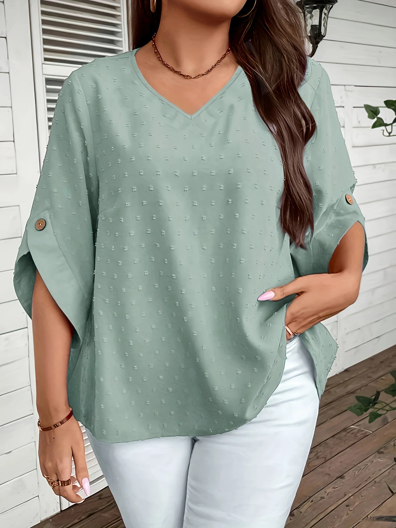 Plus Size 1XL-5XL Women's Fashion V-neck Half Sleeve Shirt Solid Color Loose Casual Ladies Blouse Daily Office Top
Plus Size 1XL-5XL Women's Fashion V-neck Half Sleeve Shirt Solid Color Loose Casual Ladies Blouse Daily Office Top